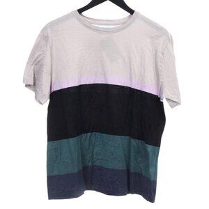 John Elliott Thin Sateen Colorblock Stripe Crewneck Tee 100% Cotton 1 Small